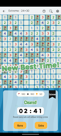 Daily Minesweeper showing a board mid-game
